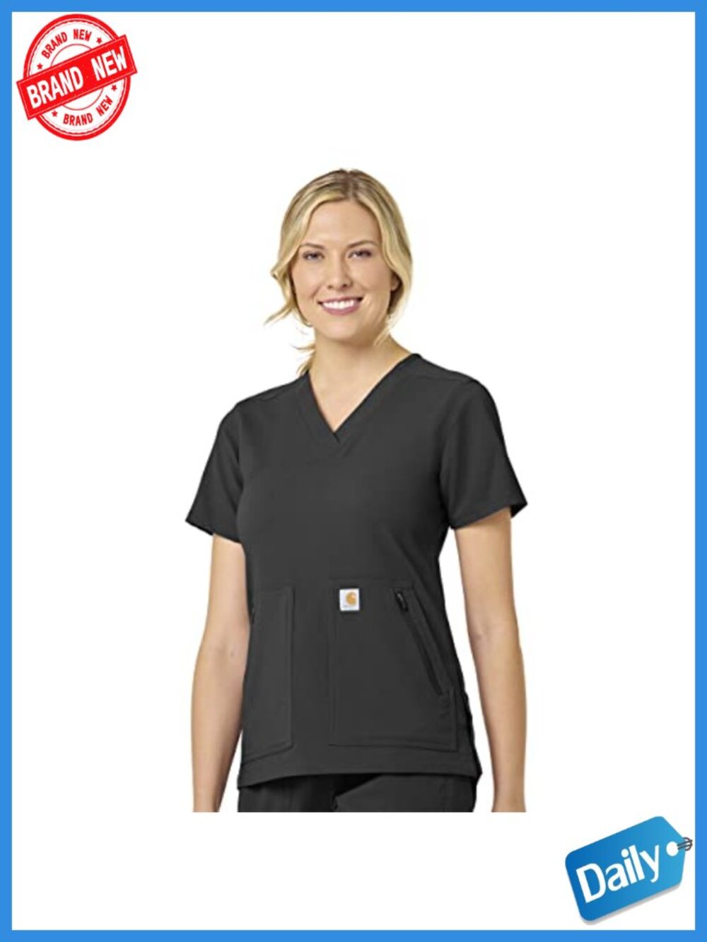 Scrub Top V-Neck 4-Pocket Nylon Spandex Modern Fit